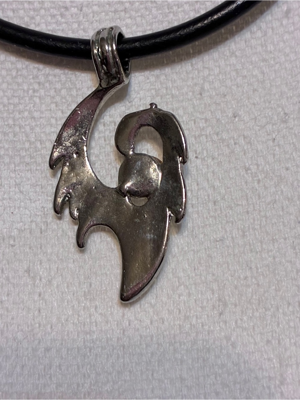 Silver Wing Pendant Necklace on Black Cord - Unbranded - Picture 3 of 4
